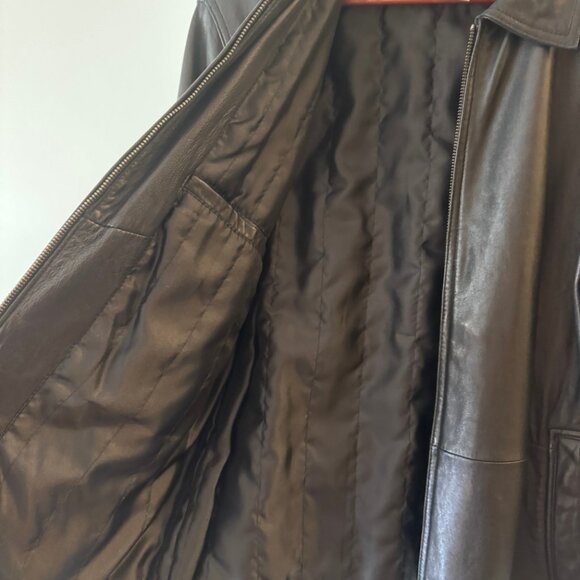 VINTAGE CALVIN KLEIN Y2K 90S STYLE PADDED LEATHER JACKET SIZE SMALL - Picture 10 of 11